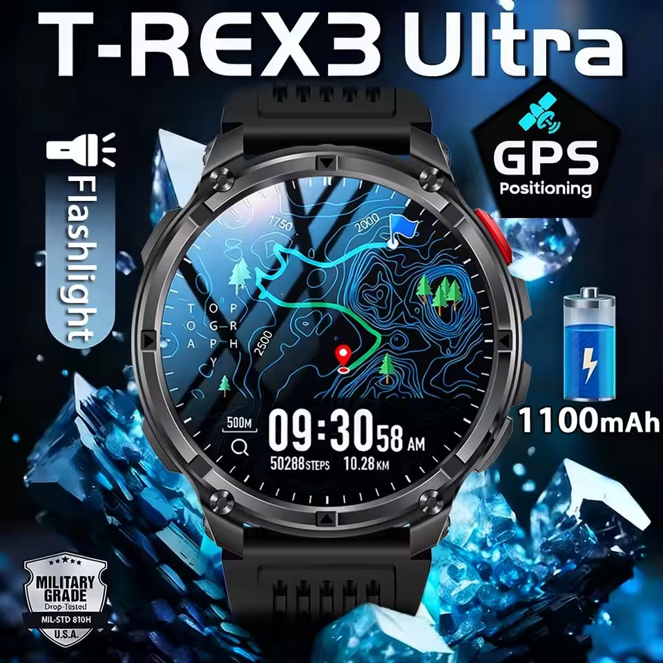 High Refresh Monitor - นาฬิกาสมาร์ทวอทช์รุ่นใหม่ Military T-Rex3 Ultra แบตเตอรี่ 1100mAh