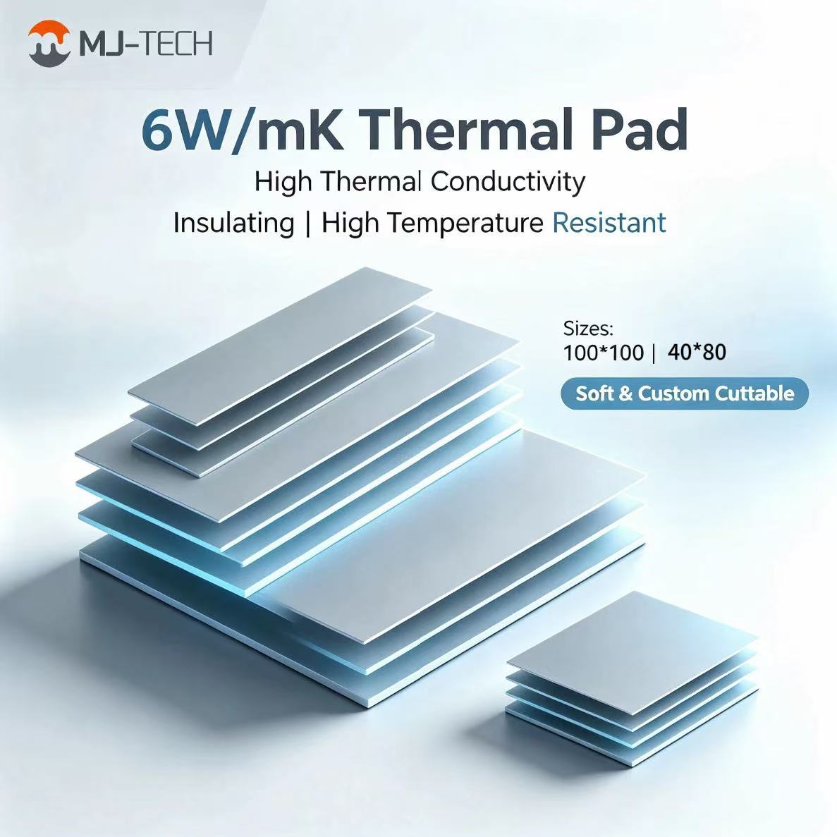 Laptop Cooling Pad - MJ-TECH 6W/mK แผ่นระบายความร้อนซิลิโคนไม่เป็นสื่อนำไฟฟ้าสำหรับ CPU GPU M.2