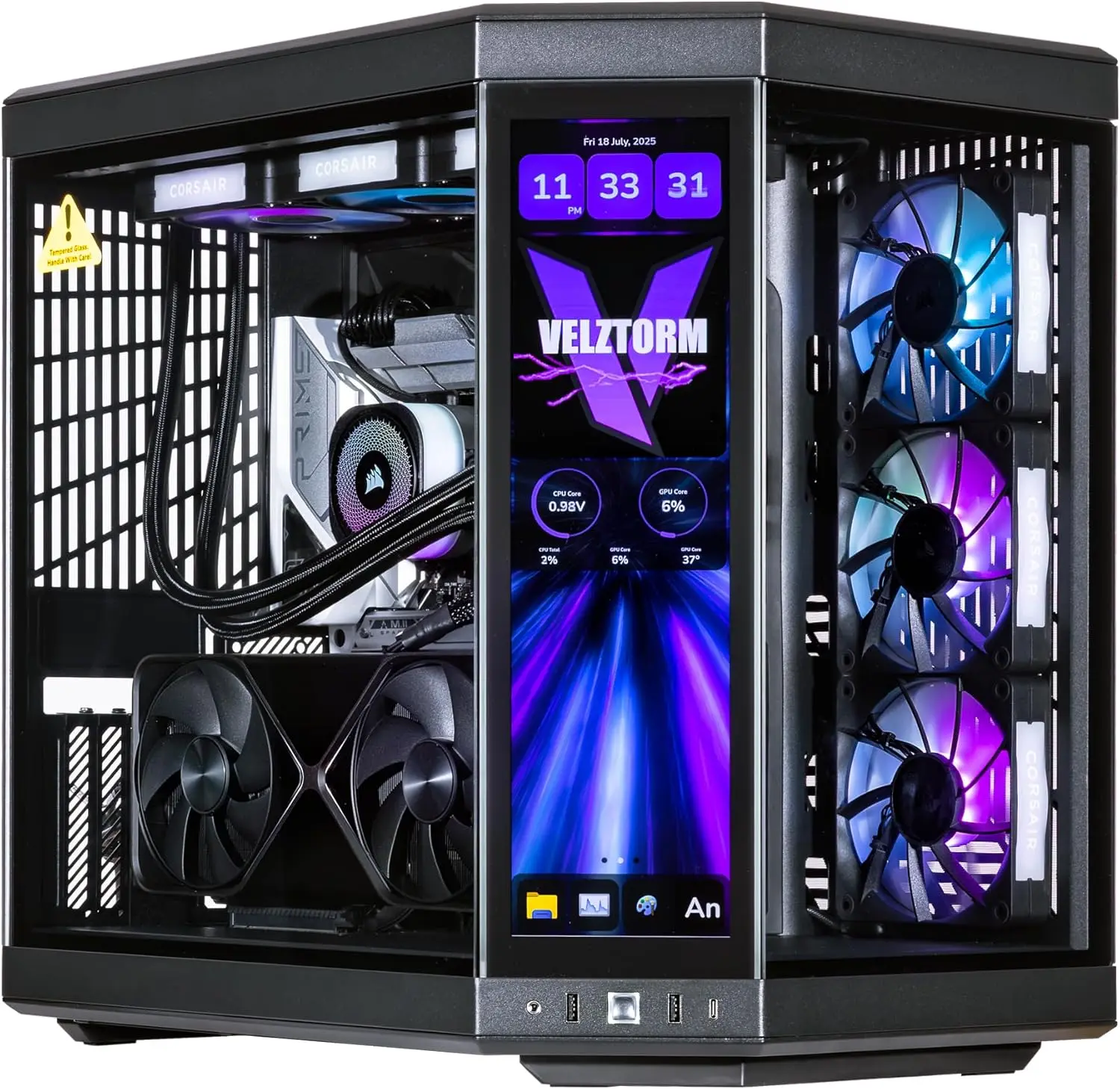 Pc Gaming Y70 - คอมพิวเตอร์ตั้งโต๊ะสำหรับเล่นเกม Velztorm LCD Black Praetix Custom