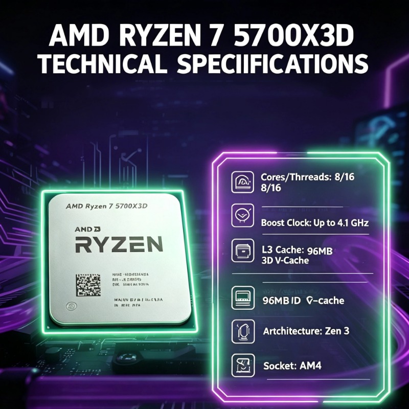 ซีพียู AMD Ryzen 7 5700X3D สำห - Pc Gaming Rtx 4060 บทวิจารณ์และราคา