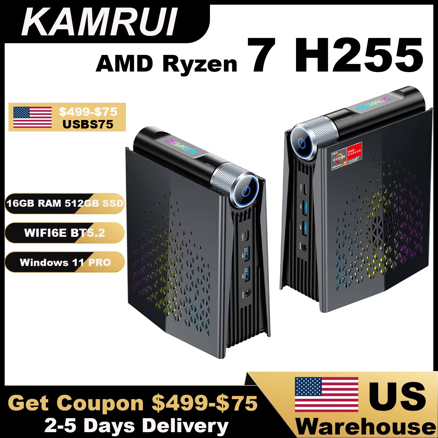 คอมพิวเตอร์ตั้งโต๊ะ KAMRUI Gam - Pc Gaming Ryzen บทวิจารณ์และราคา